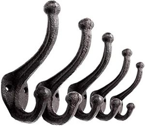 Decorative antique style iron <b>wall</b> <b>hooks</b> <b>for</b> hanging <b>coats</b> hats keys and bags in entryway or hallway with rustic charm - Product Image 1