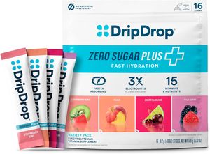 DripDrop Zero <b>Sugar</b> Plus Electrolytes Powder Drink Mix - Strawberry Kiwi, Peach, Cherry Limeade, Wild Berry 16 Sticks - Product Image 3