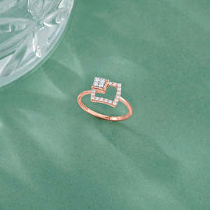 Bague carrée en or rose sertie de diamants Bright Corner Squared Fashion - Product Image 5