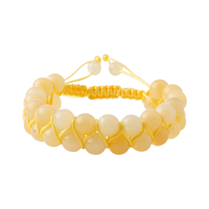 Bracciale in Macramè con Doppia Fila di Calcite 8mm e Pietre Naturali - Product Image 1