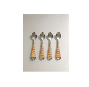 Cuillère à salade en rotin et acier inoxydable pour la maison et les mariages, couverts de table, ensembles de couverts, vente la plus vendue - Product Image 6