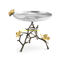 Présentoir décoratif en métal avec motif feuille de Ginkgo dorée, fait main, résistant au four, pour centre de table, maison, hôtel, fête, exposition