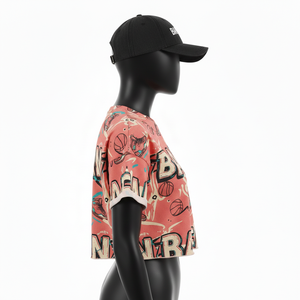 Camiseta corta para mujer, tela de jersey de algodón premium, ligera, suave al tacto, estampado completo, logotipo personalizado, camiseta corta de algodón para mujer - Product Image 3