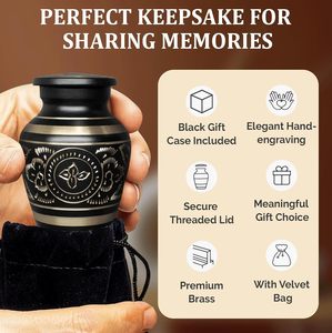 Deep Black and Gold Platinum Brass Cremation <b>Urn</b> for Adult Human Ashes <b>Large</b> Handcrafted Funeral Memorial <b>Urns</b> Brass <b>Urn</b> - Product Image 4