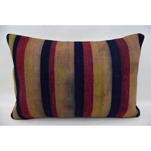 Multicolor Kilim Striped Wool Pillow 16x24 Inch Luxury Decorative Accent Cushion Woven Vintage Fluffy Pattern <b>18x18</b> Size - Product Image 1