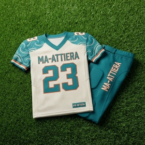 Maillot de football américain personnalisé bleu sarcelle et crème, pantalon rembourré, uniforme d'équipe numéro 23, vêtements de sport haute performance, fournisseur OEM ODM en gros - Product Image 5