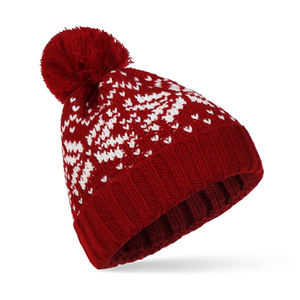 Hot Sale Fashionable Winter Knitted Best Quality Comfort <b>Beanie</b> for Cool Weather Jacquard Breathable Snowflake Cap's - Product Image 6