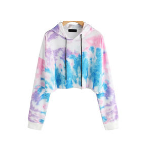 Wholesale 100% Cotton Women's Pullover <b>Hoodie</b> Custom Graphic <b>Christmas</b> Cup Flash Tie Dye Design Rhinestone Crochet Crop Washed - Product Image 3