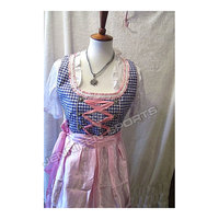 Robe Dirndl Allemande Grande Taille pour Femme, Ensemble 3 Pièces, Blouse 100% Coton, Tissu Uni, Boutons, Style Vintage, Respirant, Traditionnel Bavarois