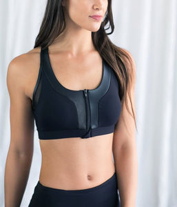 2025 High Quality Non-See Through White Recycled Sports Bra for Women Breathable <b>Mesh</b> Yoga Bra Fitness <b>Top</b> Front Zip Gym Apparel - Product Image 4