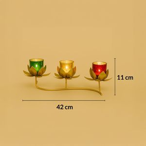 Vintage Style Tea Light Holder Antique Finish Gold Metal & Glass Eco-Friendly Luxury Unique Wedding Dining Table Decor - Product Image 2