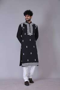 <b>Men's</b> Stylish Designer Eid Collection Work Embroidery <b>Kurta</b> Pajama 2024 Wedding Silk <b>Kurta</b> Payjama for Eid Special Occasions - Product Image 5