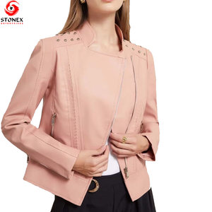 Chaqueta de Cuero para Mujer, Estilo Moderno, Nuevo Modelo, Informal, con Cierre, Chaquetas de Cuero para Mujer, Venta Caliente, Alta Calidad, OEM - Product Image 3