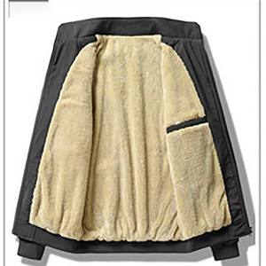 Vêtements pour hommes à l'épreuve du froid et veste à col montant épaissi en velours oem avec logo personnalisé, veste chaude simple et résistante à l'usure - Product Image 3