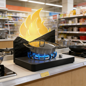 Présentoir commercial en acrylique pour ustensiles de cuisine avec effet de flamme LED, idéal pour la promotion de cuisinières à <span class=keywords><strong>gaz</strong></span> et de casseroles - Product Image 1