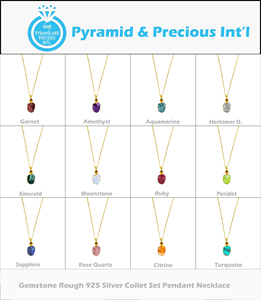 <b>Raw</b> Natural Sunstone Pendant Necklace 10-12mm Gemstone Birthstone 925 Sterling Silver Gold Vermeil Collet Set Rhodium Plated - Product Image 3