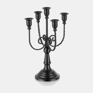 Candelabros de metal de hierro negro moderno para la configuración interior minimalista del hogar o la creación de un ambiente con velas de cena romántica - Product Image 2