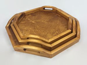 Nouvelle conception de forme hexagonale plateau de service en bois ustensiles de cuisine vaisselle utiliser plateau nouvelle arrivée disponible à bas prix - Product Image 5