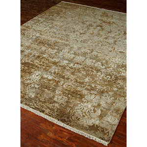 พรมขนสัตว์ผสมไหมทอมือลายดอกไม้สีเบจ-น้ำตาลสไตล์คลาสสิกทรงสี่เหลี่ยมผืนผ้าสำหรับบ้าน ห้องนอน ทางเดิน รุ่น SKRT-813 - Product Image 2