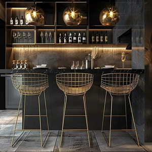 Taburete alto apilable de metal de hierro forjado de alambre de cóctel alto moderno, Taburetes de Bar de mano, sillas de bar, restaurantes, eventos - Product Image 5