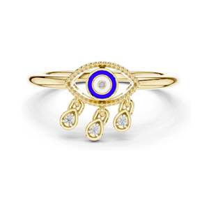 Bague œil de diable en diamant de laboratoire 0,024 CT pour femme, clarté VVS-VS EF, or 18 carats, 14 carats, 10 carats et argent 925, rose, jaune - Product Image 3