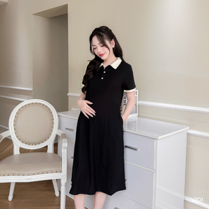 Elegant <b>Office</b> Style Maternity Dress <b>Shirt</b> V701 Stylish Neck Design Cheap Breathable Sweat-Absorbent Clothing Good Absorbency - Product Image 4