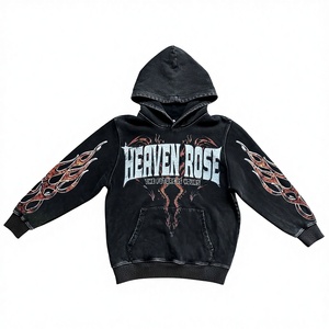 Custom Men’s Oversized Cotton Tracksuit Winter Acid Wash Rhinestone Zip Hoodie & Jogger Set Streetwear OEM Wholesale - Product Image 3