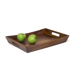 Plateau de service en bois avec gravure florale complexe surface polie pièce élégante pour les fêtes de mariage décor de service à la maison - Product Image 1