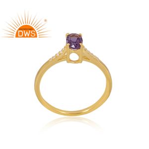 Última Venta de plata de ley 925 18K chapado en oro Natural Cz y anillo de piedras preciosas de amatista Demi fabricante de joyería fina - Product Image 1