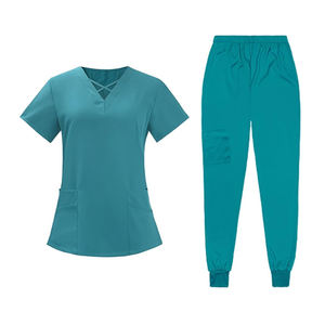 2025 personnalisé vente chaude femmes gommage médical uniforme respirant col en v à manches courtes infirmière hôpital vêtements lavable été - Product Image 6