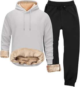 Chándal polar de algodón cálido para hombre y mujer Traje de invierno de dos piezas Ropa deportiva para gimnasio - Product Image 1