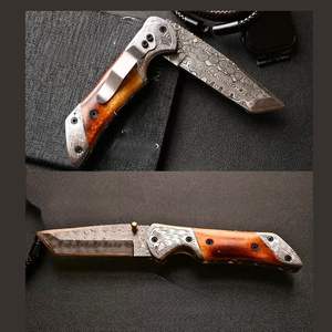 มีดพับเหล็กดามัสกัสแบบกำหนดเองได้ ราคาขายส่งจากโรงงาน พร้อมโลโก้ตามสั่ง ดีไซน์ใหม่ทันสมัย - Product Image 2