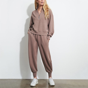 Sweat-shirt court pour femme, demi-zip, pull à col en V, manches longues, hauts tendance, sweats à capuche pour femmes et sweat-shirt pour femmes - Product Image 6