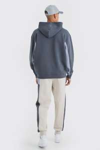 Conjunto Deportivo de 2 Piezas para Hombre, 100% Algodón, Estilo Holgado con Capucha, Logotipo Personalizado con Serigrafía, Dos Tonos, Ropa Deportiva Urbana de Invierno - Product Image 4