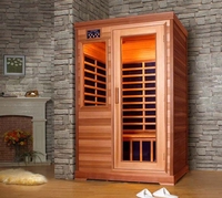 Sala de sauna infrarroja de espectro completo de madera de cicuta sólida interior de diseño moderno con función de vapor seco