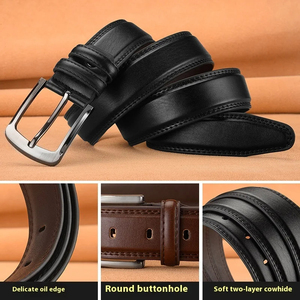 Ceinture en cuir de vache véritable pour homme, ceinture automatique à boucle à cliquet, ceinture de luxe pour homme, vente en usine, logo personnalisé - Product Image 2