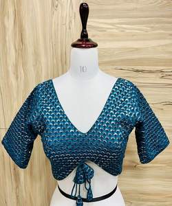 Dames Femmes Mode Traditionnelle Indienne Vêtements Prêt à Porter Séquence Travail Brodé Blouse en Prix de Gros Ethnique - Product Image 4