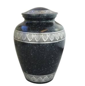 Urnas de cremación de mármol negro para adultos, urnas funerarias de aluminio con banda de grabado, artesanía - Product Image 1