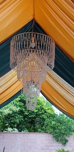 Grand lustre de mariage à 4 niveaux, lustre en faux cristal irisé et perlé, 24 "de large 3 pieds de long, excellente idée pour mariage - Product Image 6