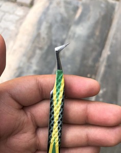 Échantillon gratuit de pince à épiler d'extension de cils de haute qualité poignée en diamant revêtue de papier pointe en fibre pince à cils en acier inoxydable solide - Product Image 5