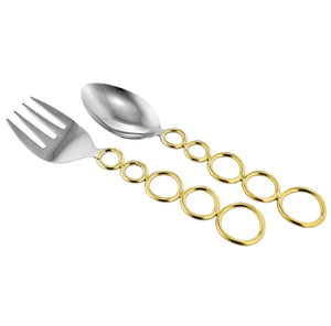 <b>Wavy</b> Handle Salad Server Steel Metal Serving Tools Salad Server Hotels Restaurants Cafe <b>mirrored</b> Dinnerware for Wedding Parties - Product Image 4