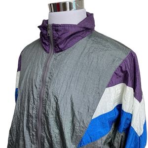 Chaqueta cortavientos multicolor Nylon Arrugado Colorblock Anorak Chaqueta Hombres En blanco Impermeable Tela arrugada Chaqueta deportiva Anorak - Product Image 2