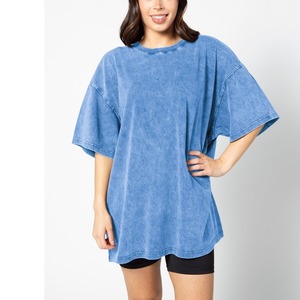 Camiseta de punto con cuello en U de algodón 100% para mujer, Color sólido, ajustado, informal, bordado, estampado de logotipo, exportación desde BD - Product Image 4