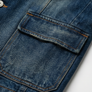 Veste en jean pour homme tendance, décontractée, classique, bleu jean, streetwear, vêtements d'extérieur, manteau d'hiver, réversible, col montant, style logo personnalisé - Product Image 5