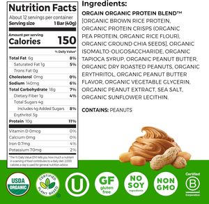 Orgain Organic Vegan Protein Bars, Peanut Butter 1.41 Oz (Pack of 12) - Product Image 2