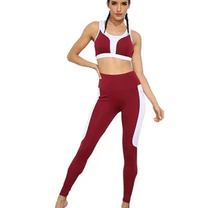 Articolo più esigente donne marrone Spandex materiale traspirante Yoga Set per la vendita da 100% donna reggiseno sportivo e Leggings in cotone