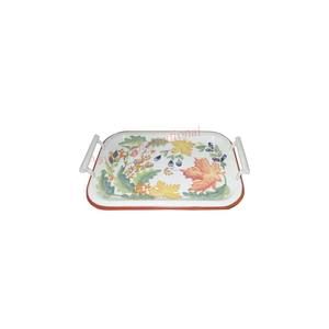 Gran oferta, bandeja de servicio decorativa con diseño Floral blanco, Metal de calidad fina con asas, recién llegado a bajo precio - Product Image 1