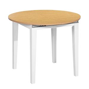 Tavolo da Pranzo Circolare Allungabile Well Home in Bianco e Faggio 90-120cm 75cm - Product Image 1