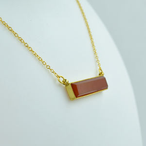 Collar de piedras preciosas con forma de Baguette de cornalina Natural de Plata de Ley 925 chapado en oro para bodas al por mayor - Product Image 2