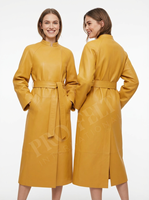 Gaya Busana Grosir Mantel Panjang Berbulu Rubah yang Dapat Dibalik, Berisi Bulu, dengan Sabuk di Pinggang, Kerah Tinggi, Slim Fit, Elegan untuk Musim Dingin, Bahan Sutra.